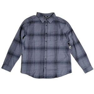 Billabong Dallas Long Sleeve Flannel Shirt Mens Large Button Up Blue Grey Plaid